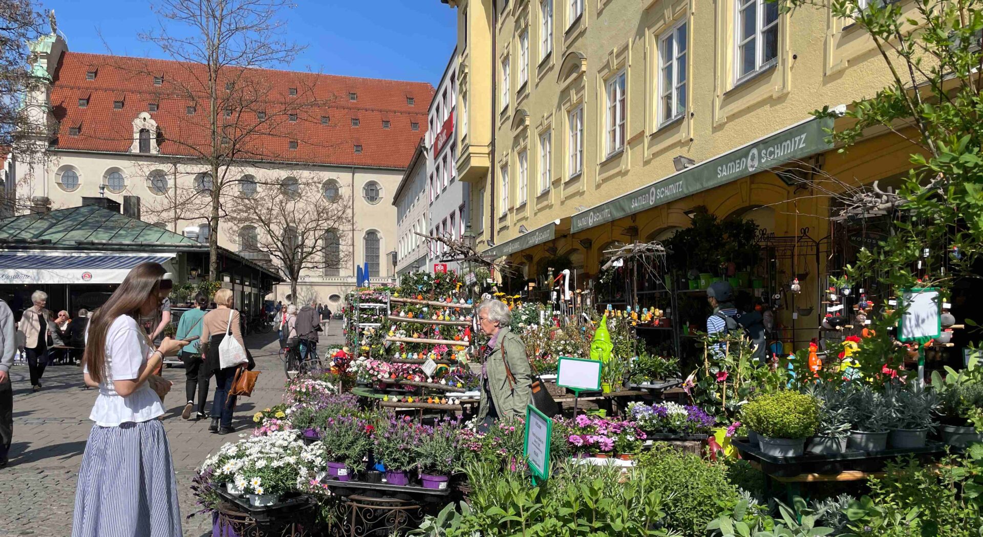 Met de trein naar Duitsland Munchen Viktualienmarkt