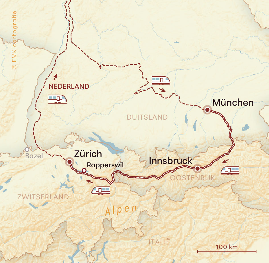 GASW winterreis per trein München Innsbruck Zürich